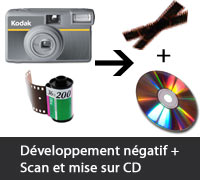 Développement pellicules 24x36 couleur ou appareils jetables et mise sur CD