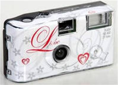 Appareil photo jetable LOVE blanc + développement négatif + Scan wetransferl